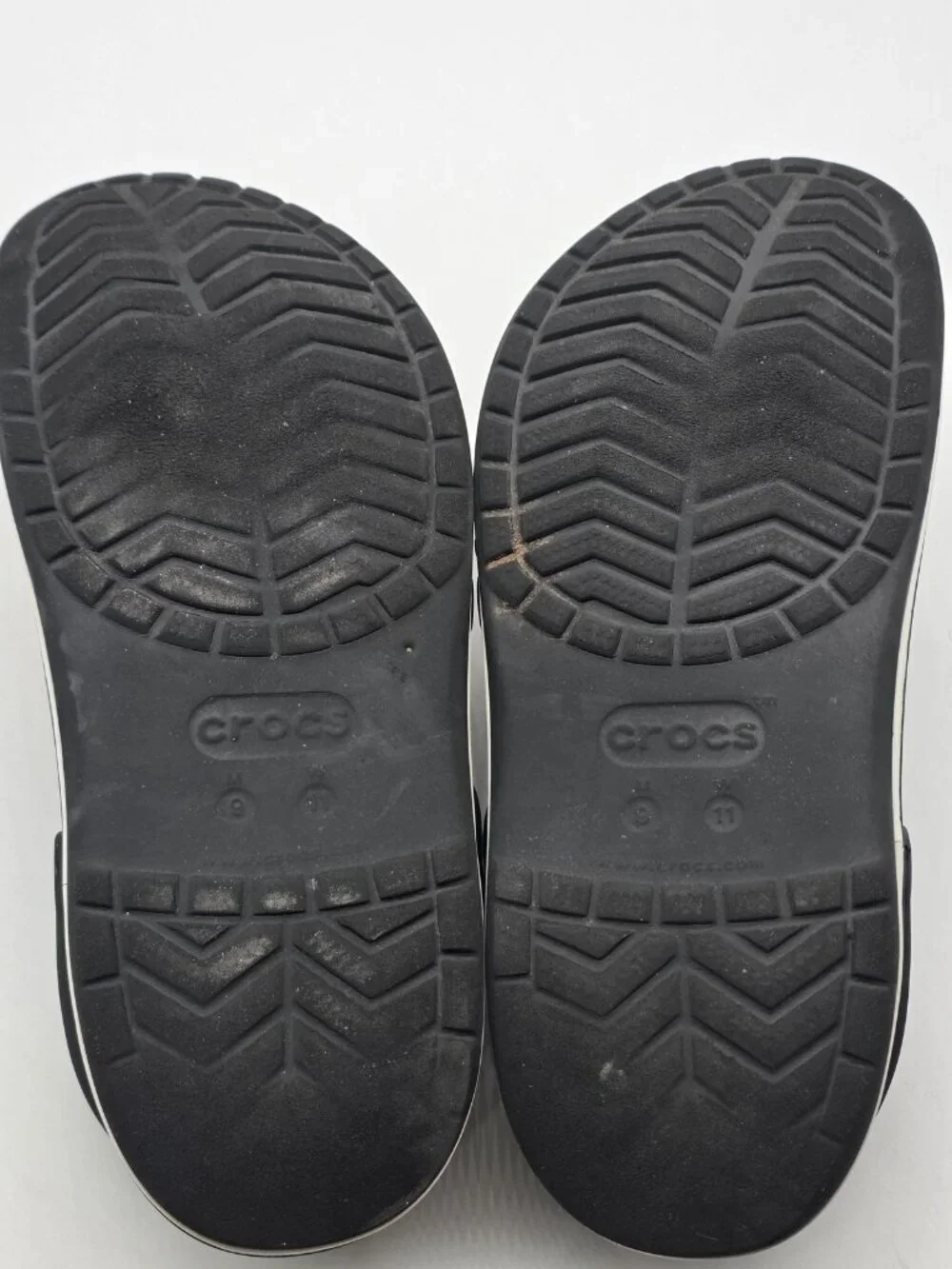 Crocs Clog Shoes Mens Size 9 Black Jibbitz Slip On Sandals Stains Comfort Casual - Picture 10 of 12